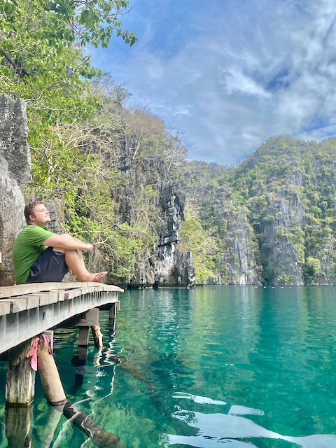 Ben Gustafson on a dock in Palawan, Philippines